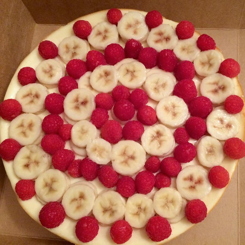 Raspberry Banana Topped Cheesecake